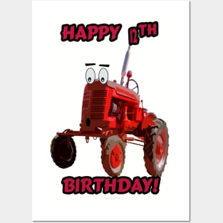 Happy 12th birthday tractor design Posters and Art